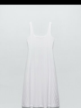 Zara White Ribbed Midi Tank Dress